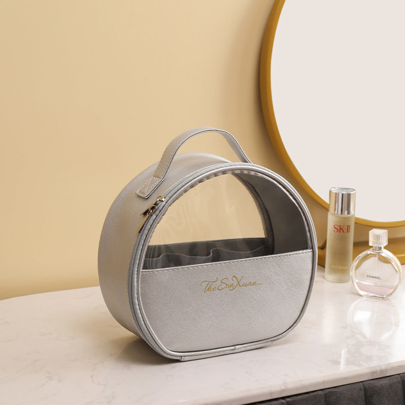 Wholesale PU Semi-circle Waterproof Cosmetic Bag Portable Storage Bag